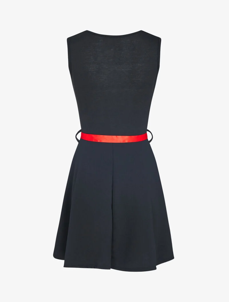 Zweiteiliges Kleid mit Wasserfallausschnitt - schwarz