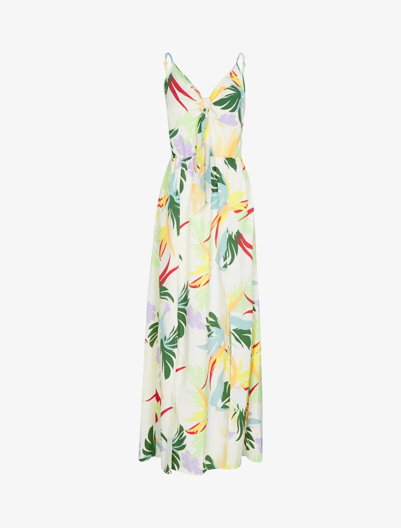 Kleid mit Sommerblumenmuster - Ecru