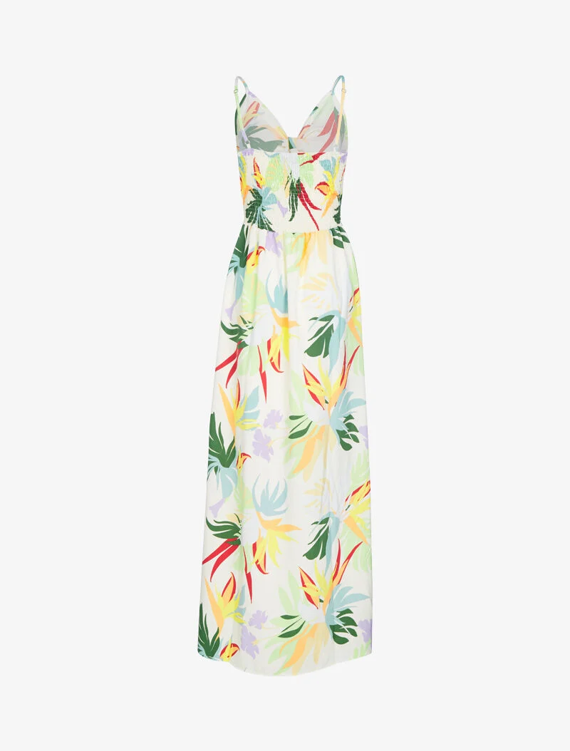 Kleid mit Sommerblumenmuster - Ecru