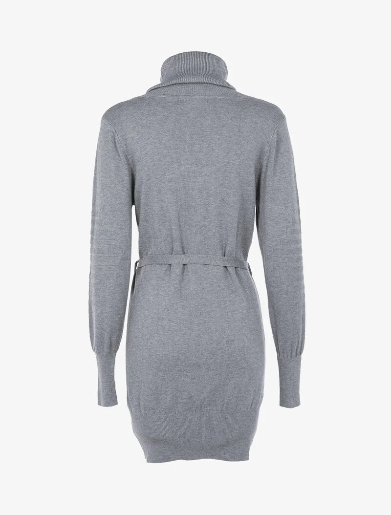 Pulloverkleid mit grafischen Rippendetails - meliertes Grau