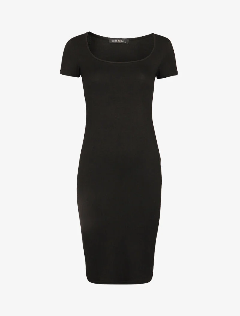 Einfaches Kleid mit kurzen Ärmeln - schwarz
