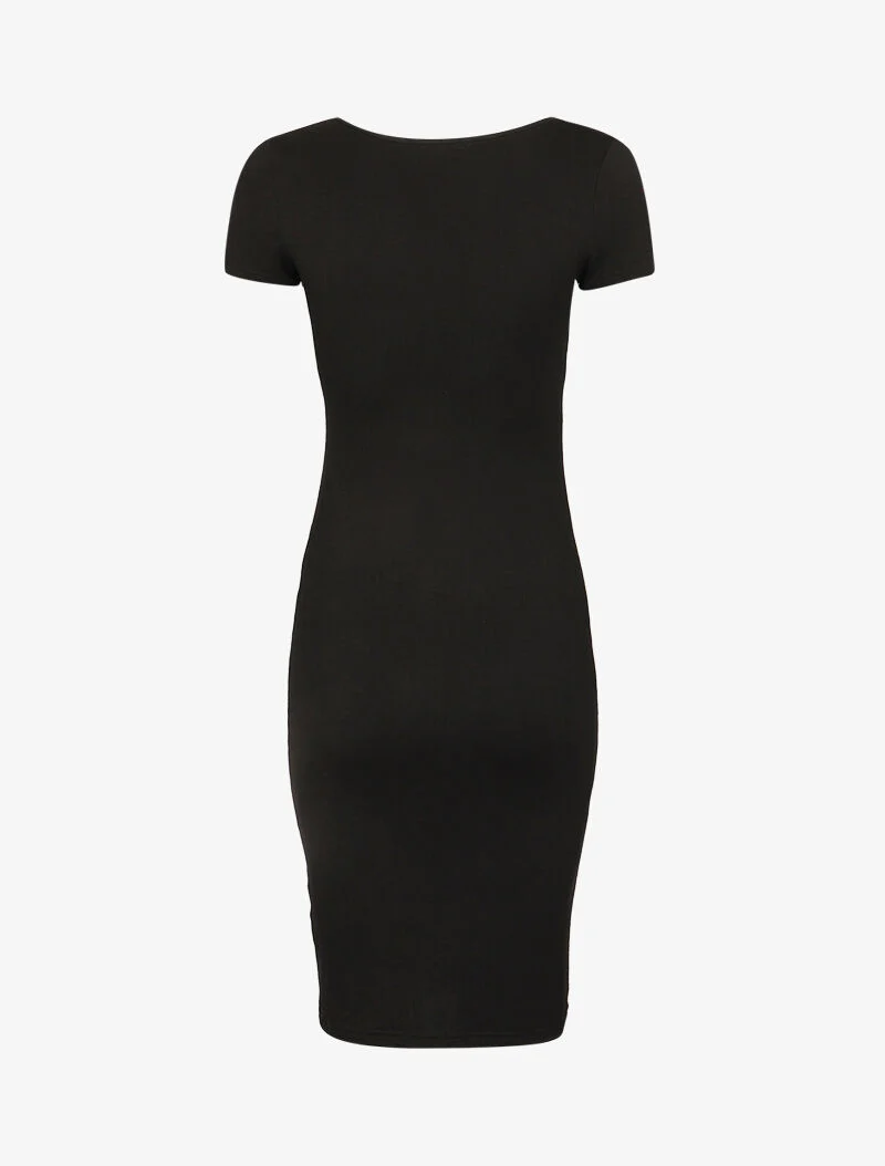 Einfaches Kleid mit kurzen Ärmeln - schwarz