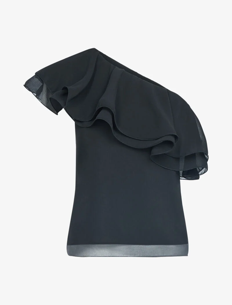 Oberteil aus Voile mit Flügelärmeln - schwarz