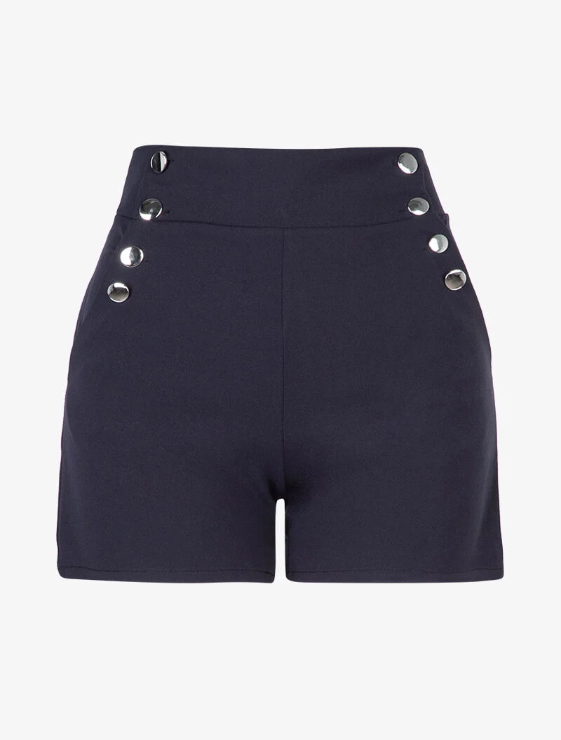 Taillenhose mit Knopfseiten - Marine