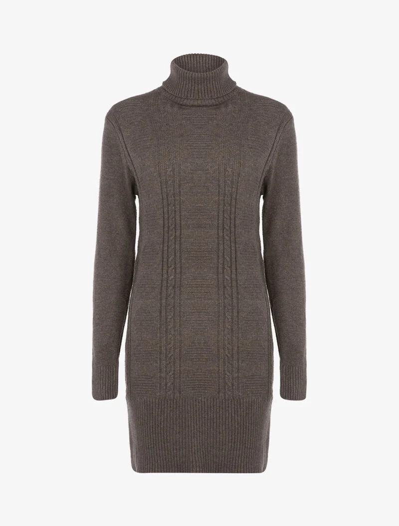 Strickkleid mit grafischen Formen und Streifen in Textur. - Maulwurf