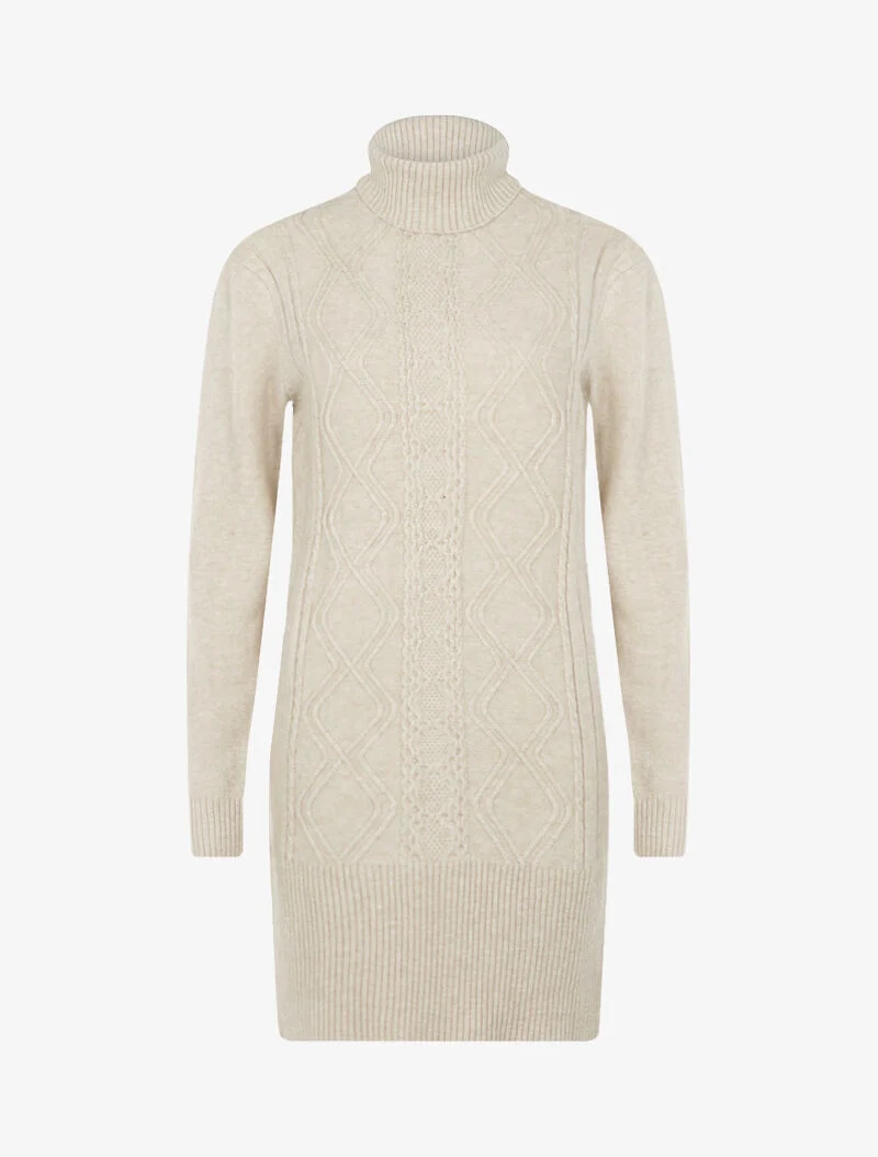 Strickkleid mit strukturierten grafischen Formen - beige