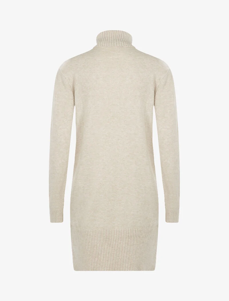 Strickkleid mit strukturierten grafischen Formen - beige