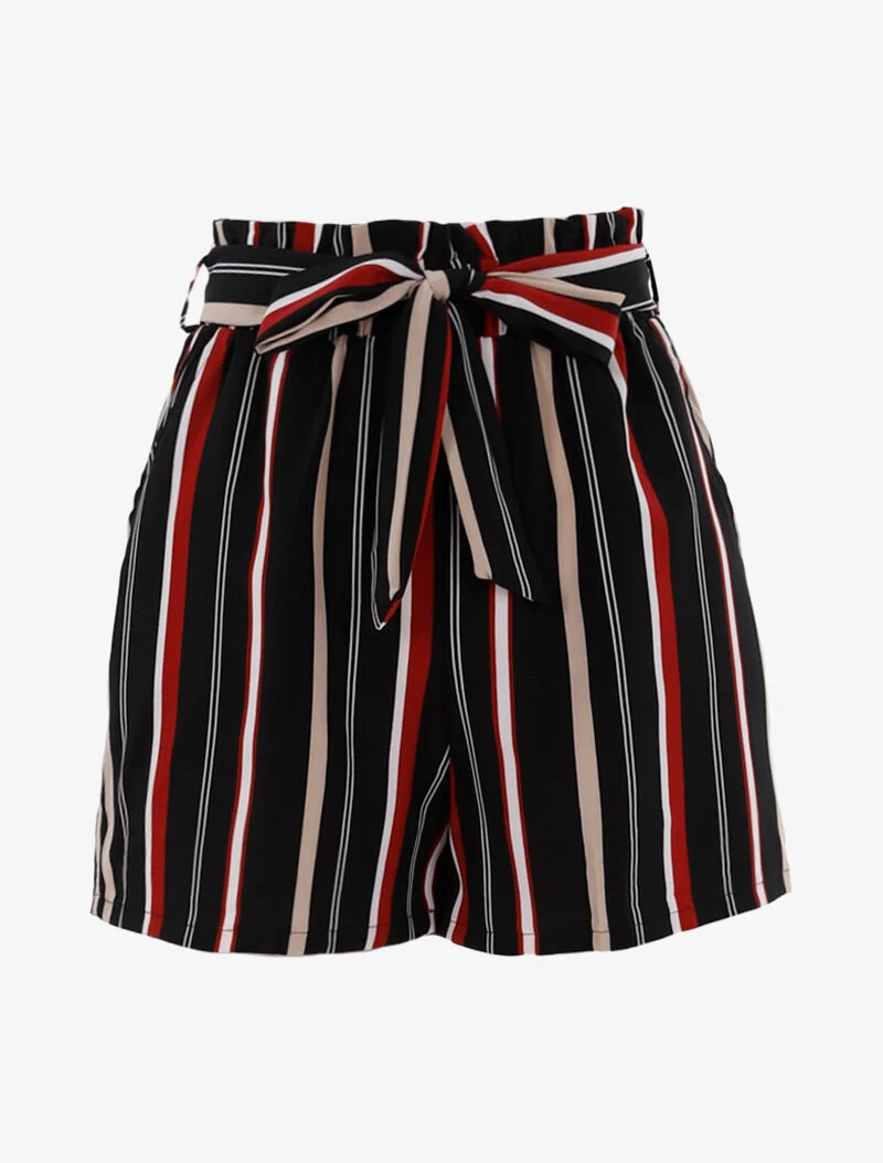 Gestreifte weite Shorts - Bordeaux
