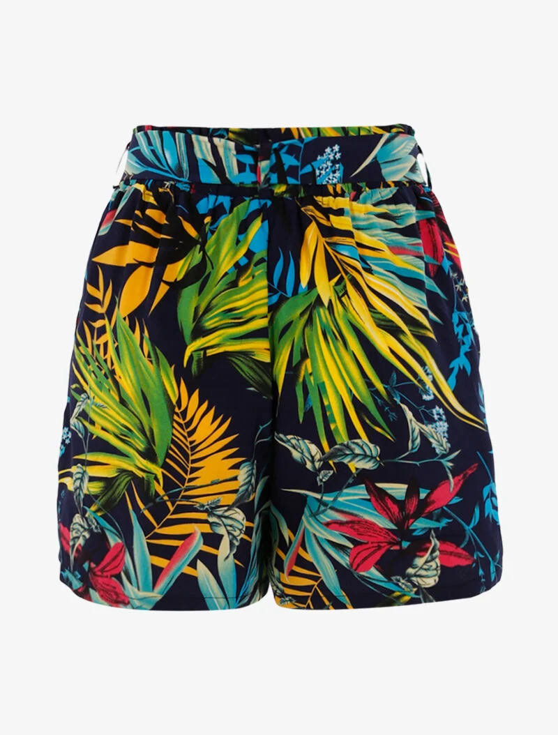 Tropisch bedruckte Shorts - Marine/Gelb