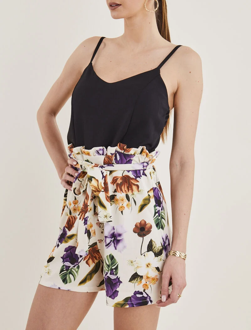 Blumenmuster-Jumpsuit - beige