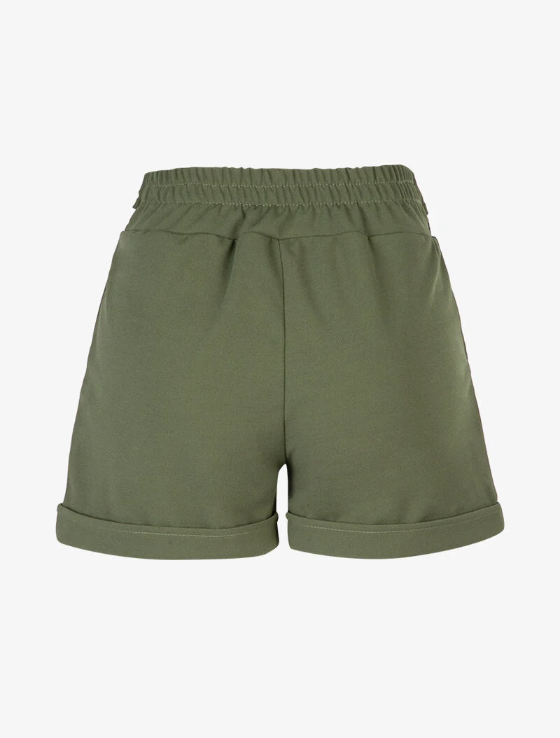 Kurze einfarbige Hose mit Säumen - Kaki
