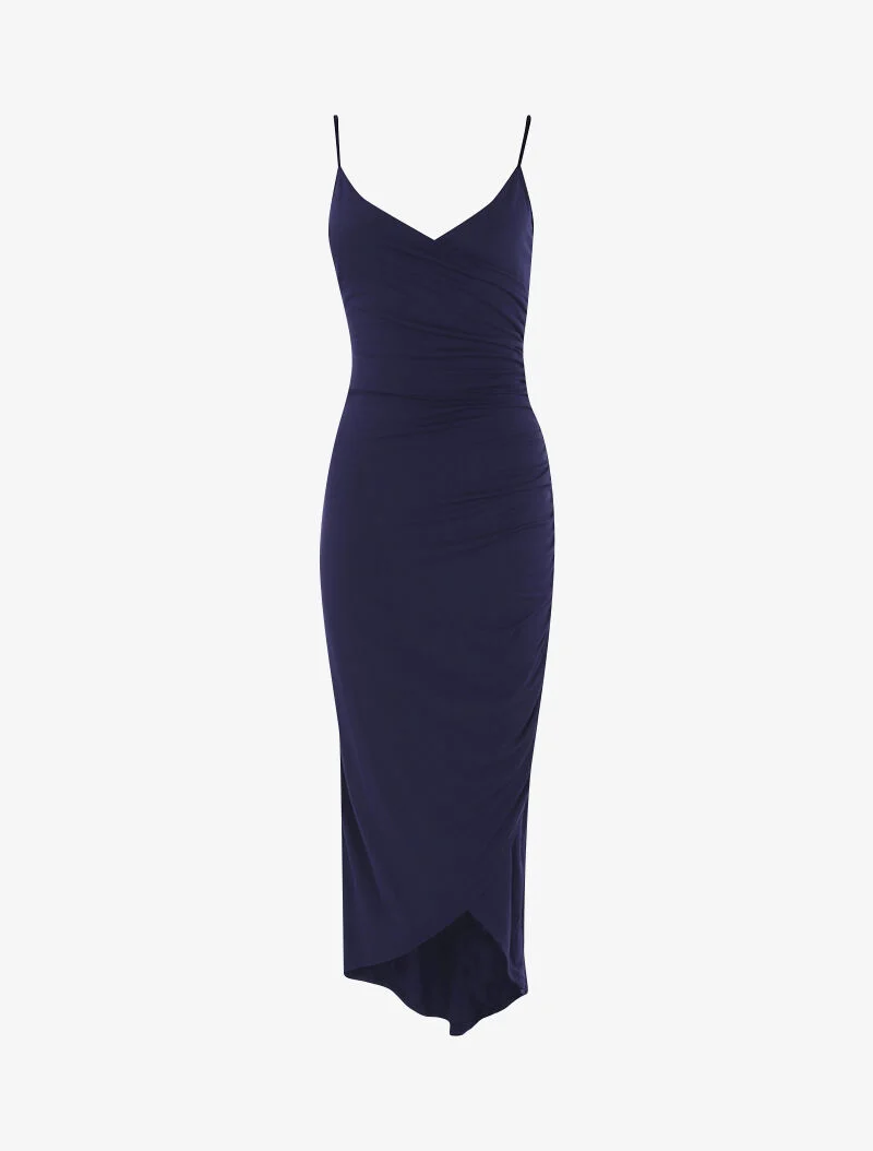 Fließendes Kleid mit asymmetrischem Saum - Marine