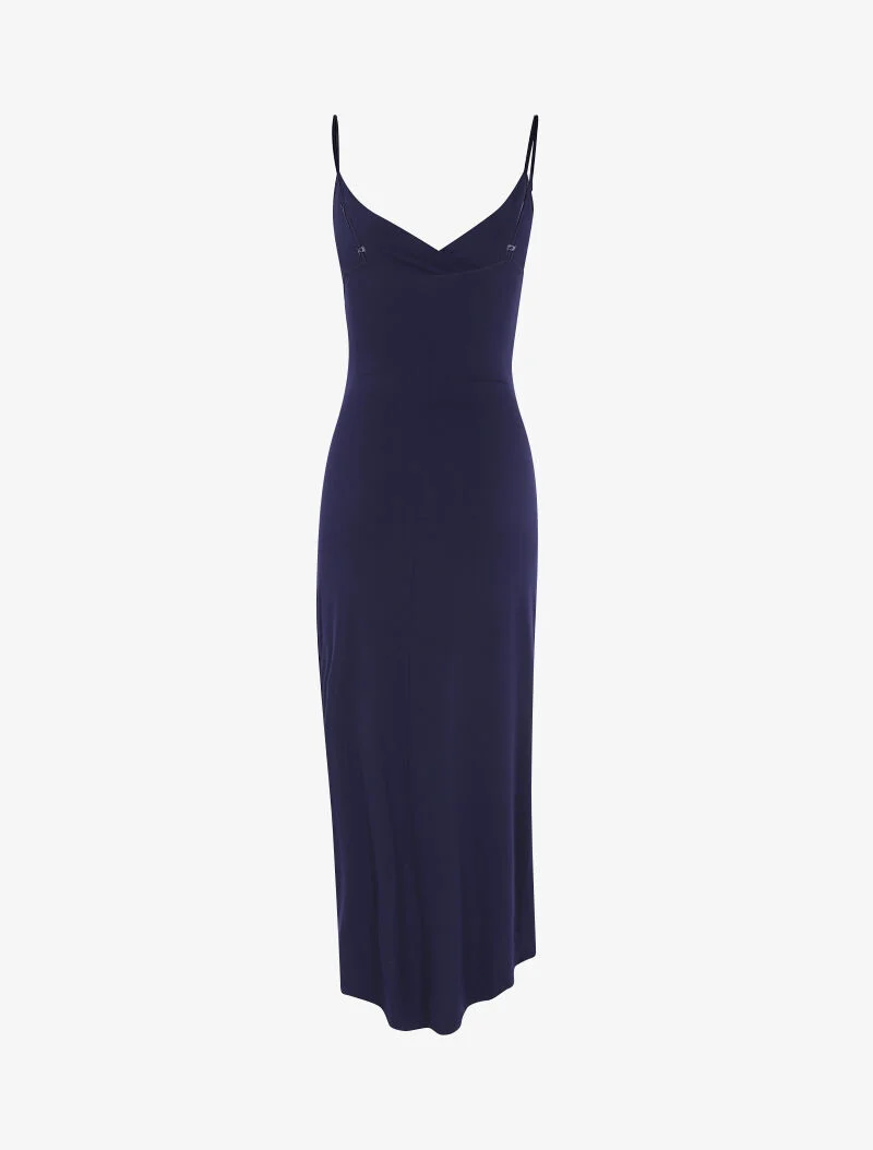 Fließendes Kleid mit asymmetrischem Saum - Marine