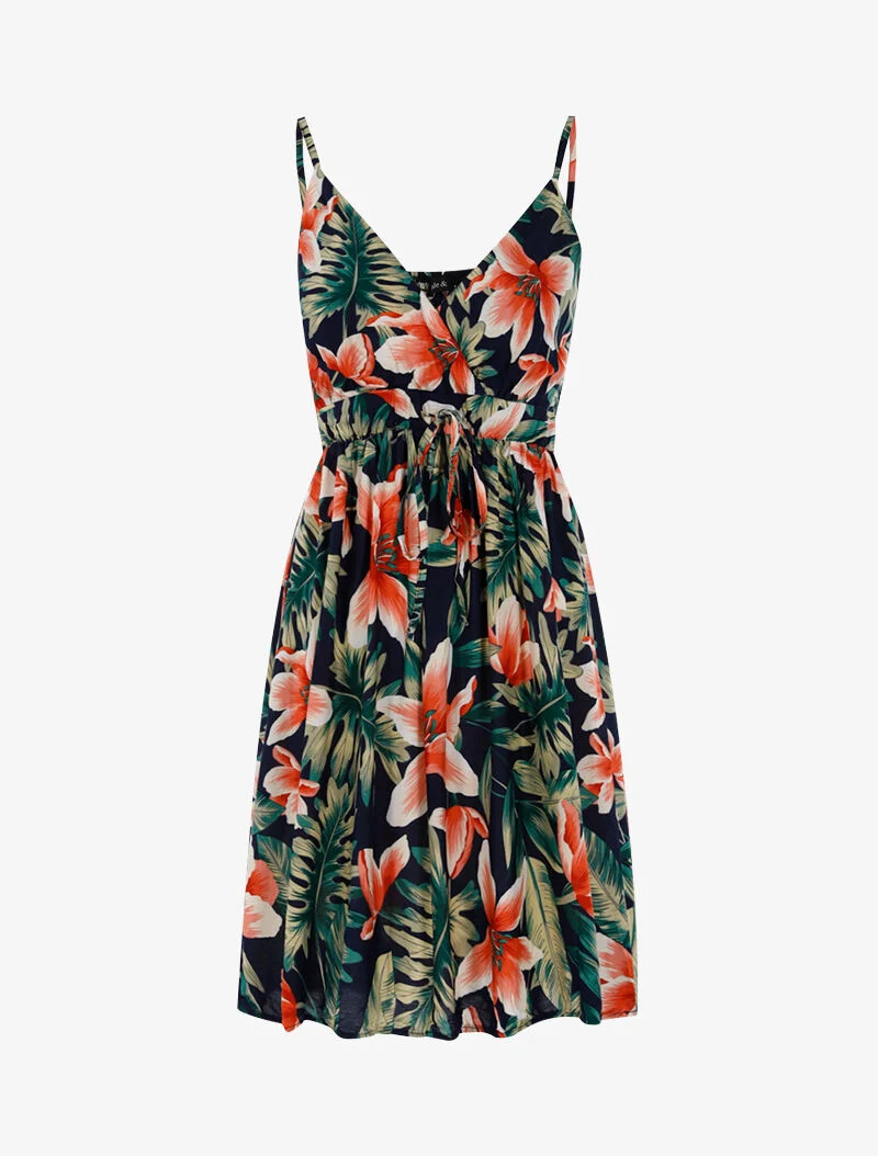 Leichtes Kleid mit Blumenmuster - Marine