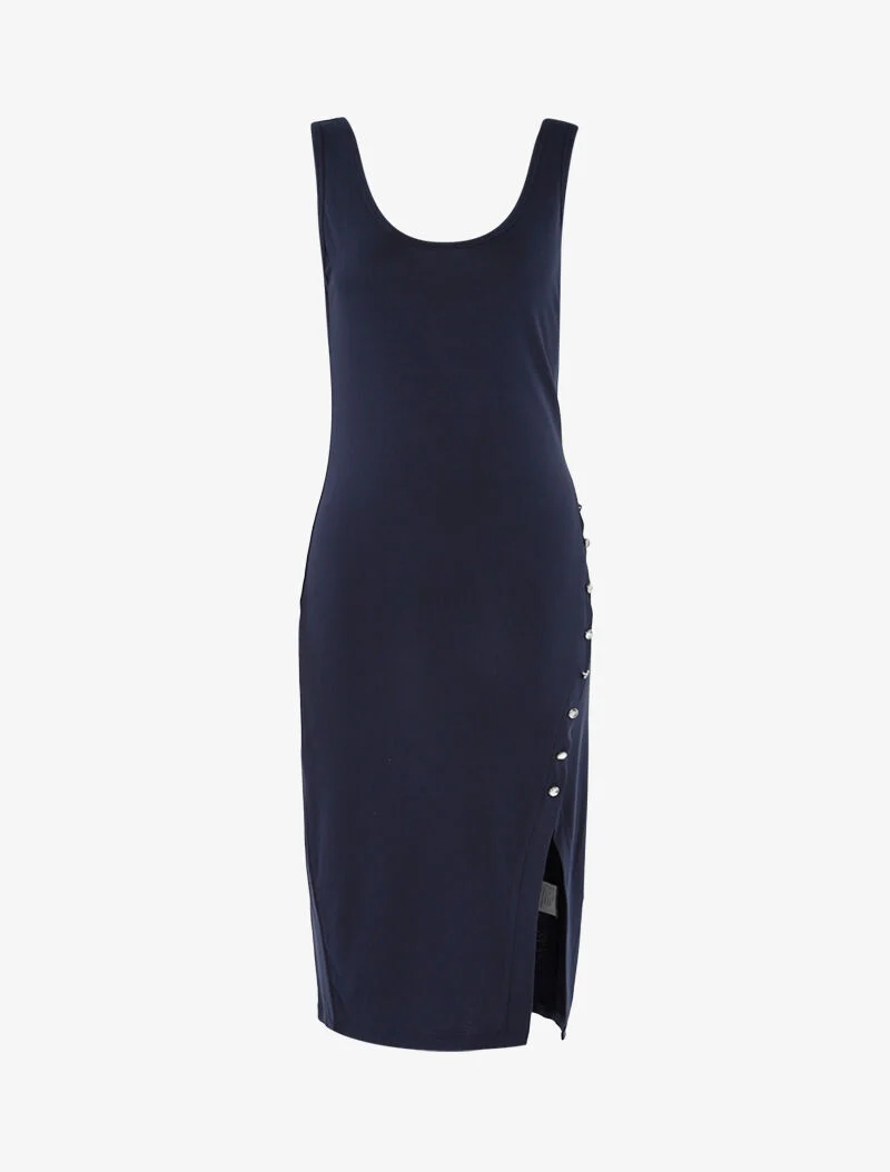 Basis-Kleid mit Knopfleiste - Marine