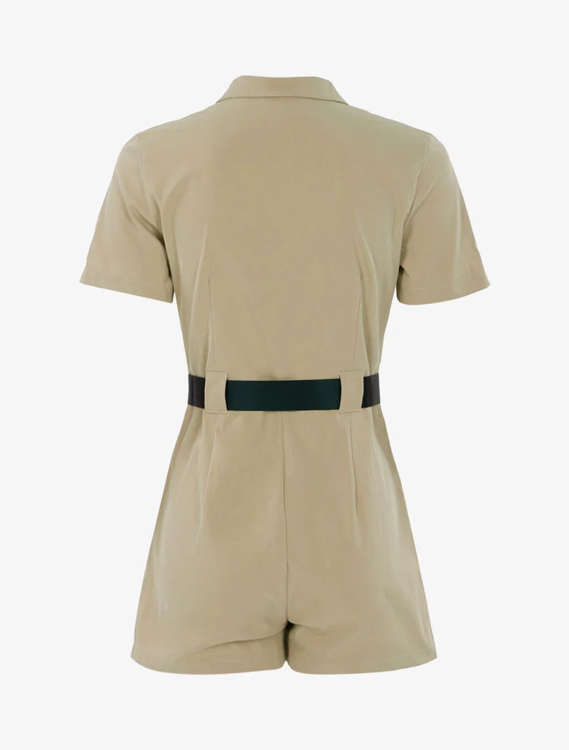 Overall-Shorts mit kontrastierenden Details - beige