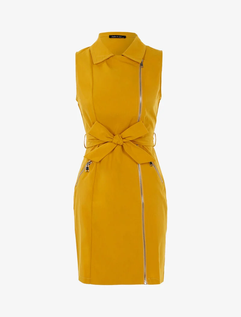 Ärmelloses Reißverschlusskleid - gelb