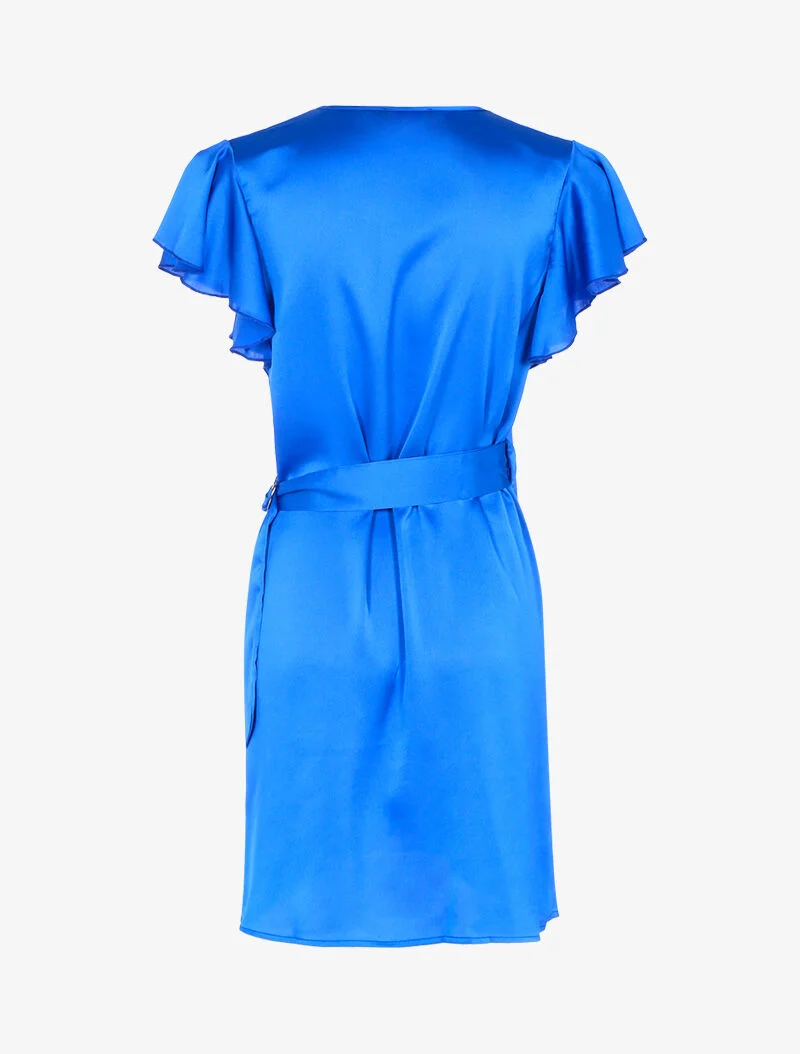 Wickelkleid aus Satin - elektrisches Blau