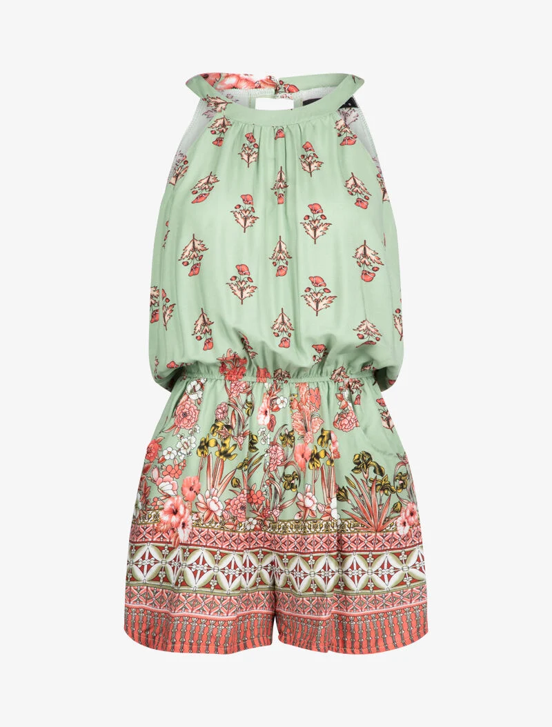 Floral und grafisch bedruckter Jumpsuit - Grün