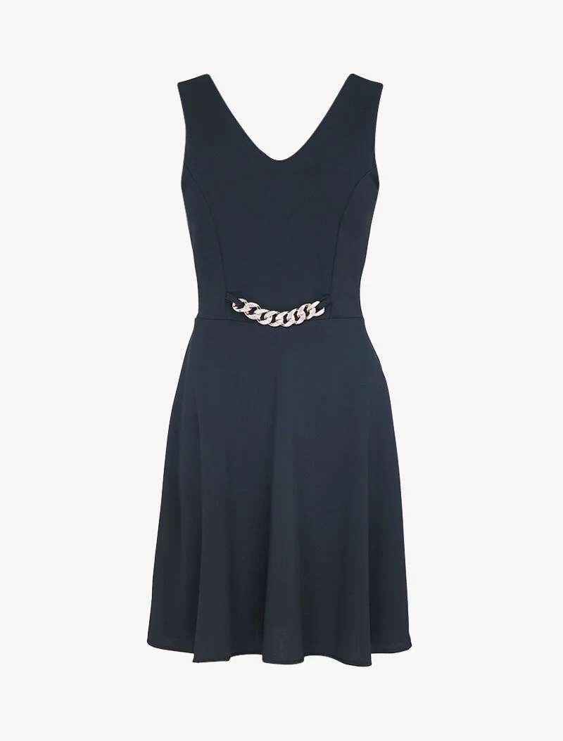 Skaterkleid mit Kettendetail - schwarz