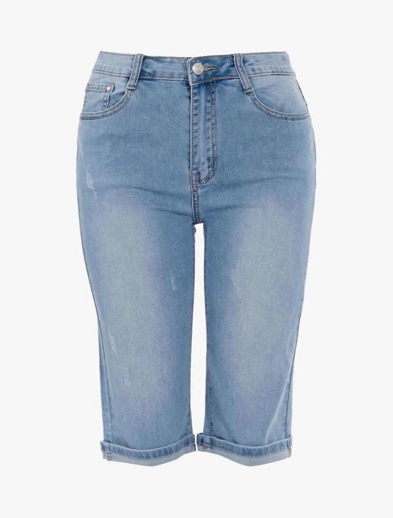 Gerade geschnittener Bermuda-Jeans - Denim - Denimblau