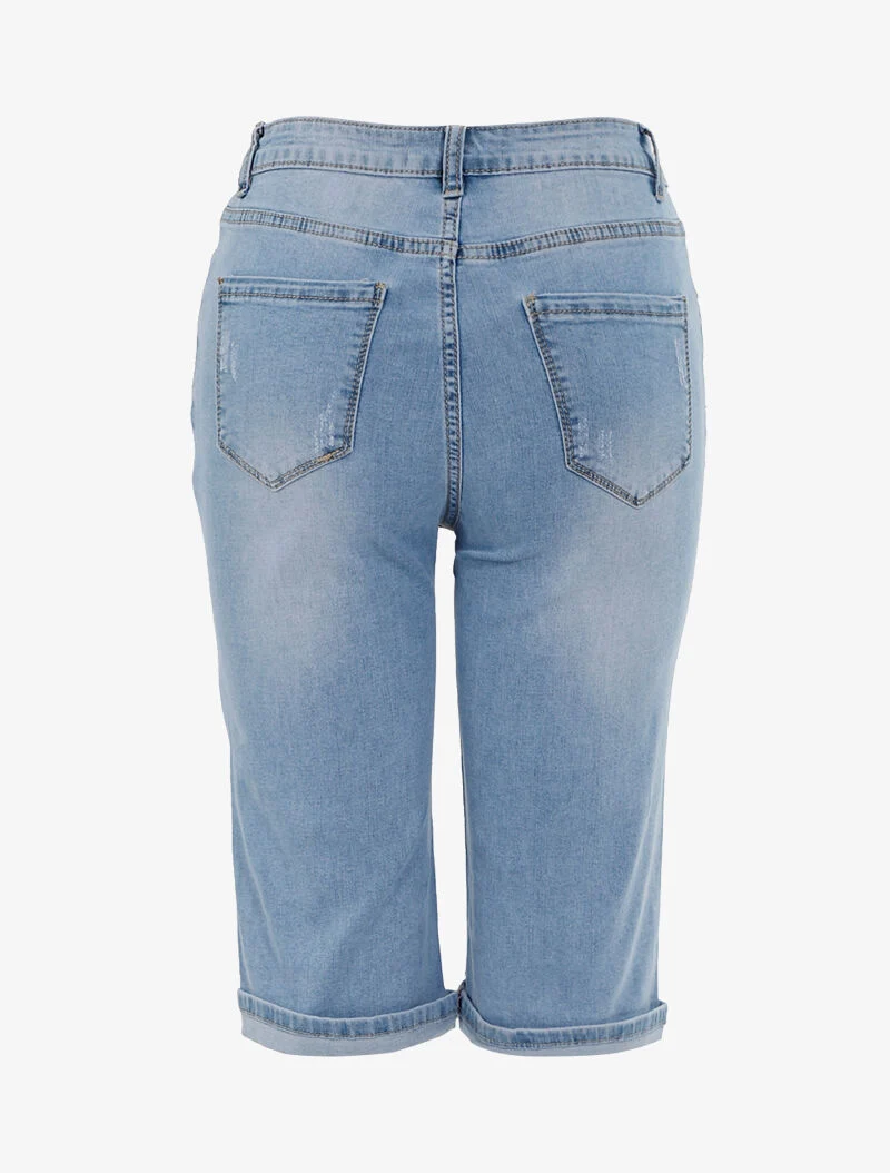 Gerade geschnittener Bermuda-Jeans - Denim - Denimblau