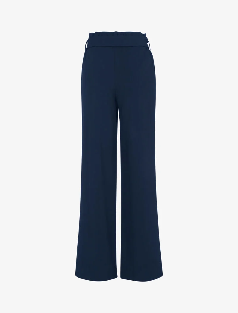 Weit geschnittene Hose mit Rüschenbund - Marine