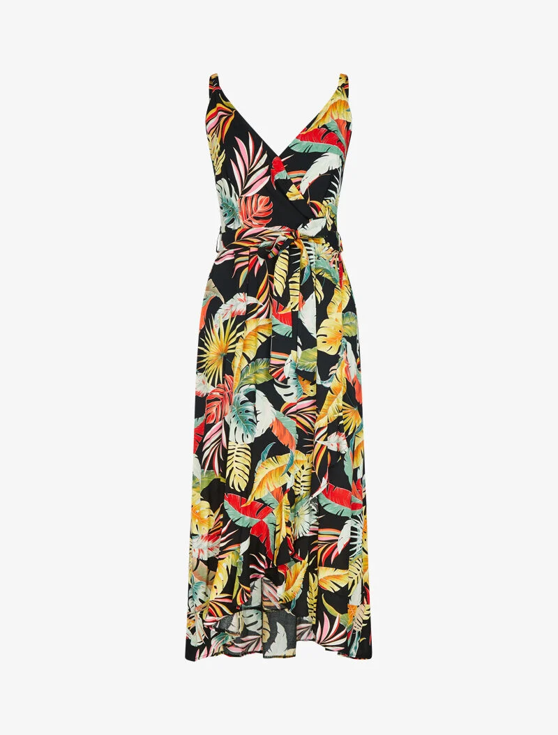 Wickelkleid mit Rüschen - schwarz