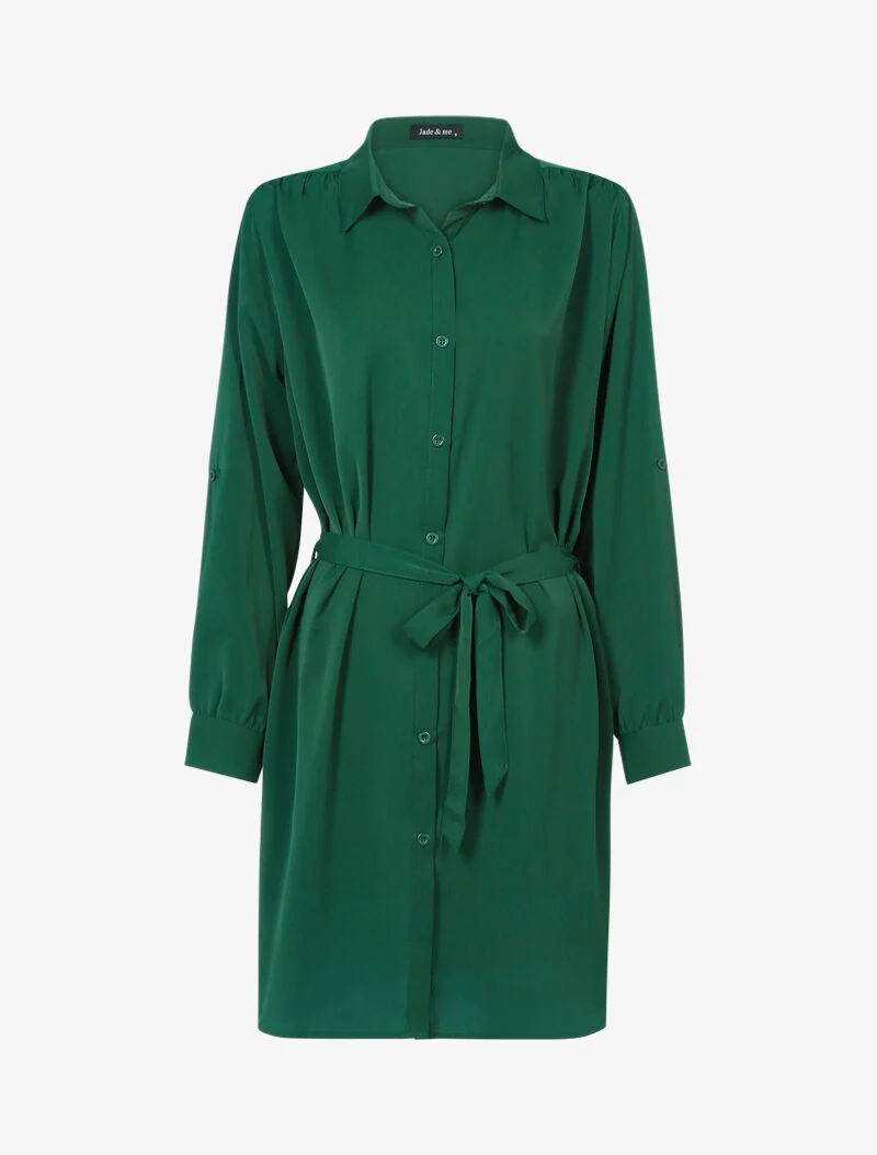 Einfarbiges Hemdkleid - Grün