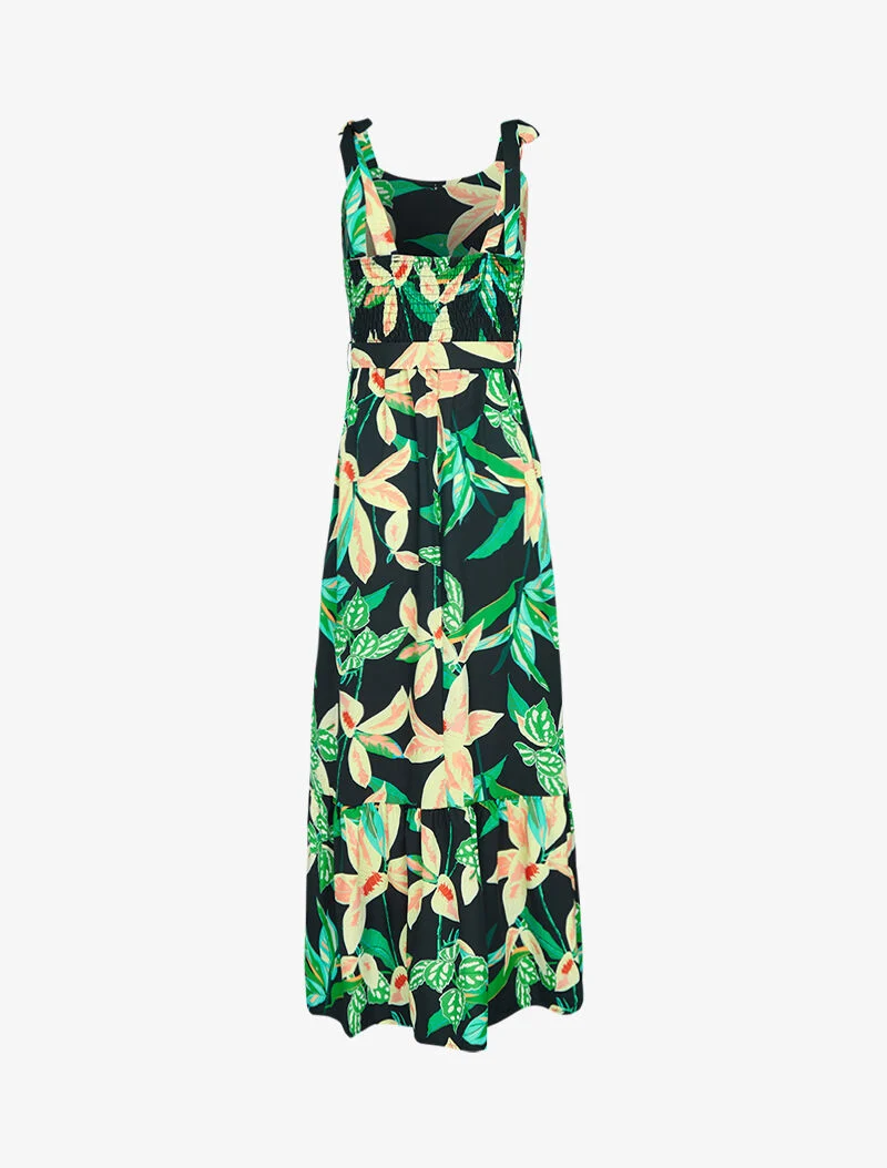 Kleid mit Prints und geknöpftem Oberteil - schwarz