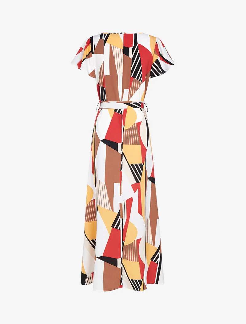 Kleid mit grafischen Mustern - Ecru