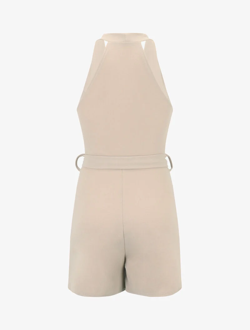 Reißverschluss-Overall mit Bustier - beige