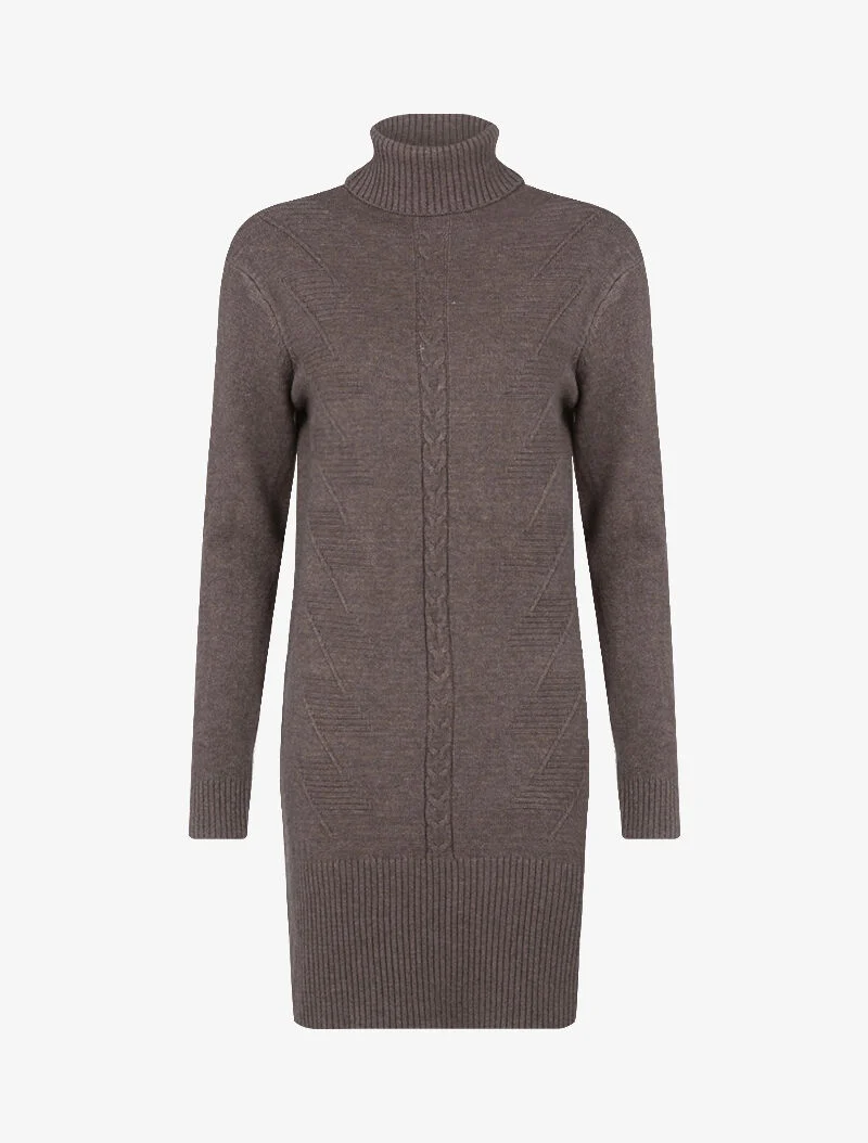 Strickkleid mit geflochtenem Mittelstreifen - Maulwurf