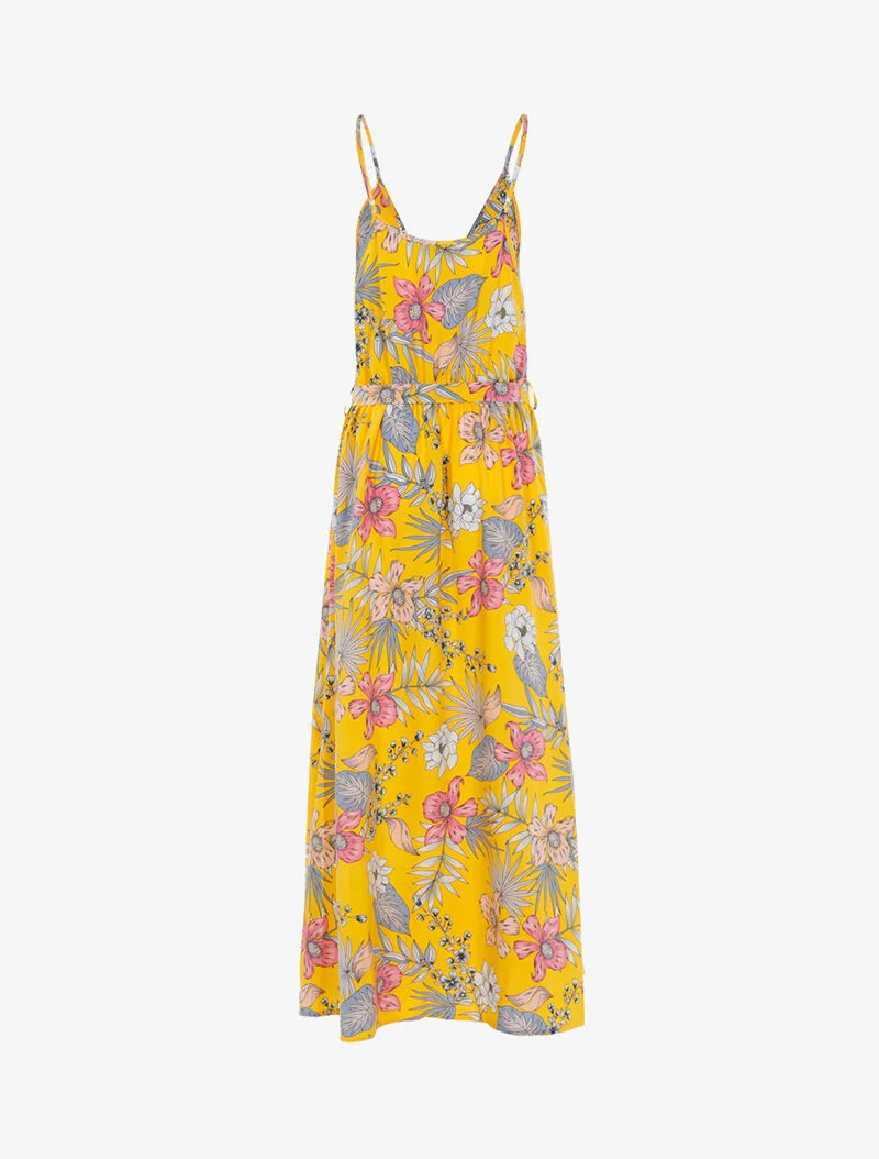 Wickelkleid mit Blumenmuster - gelb