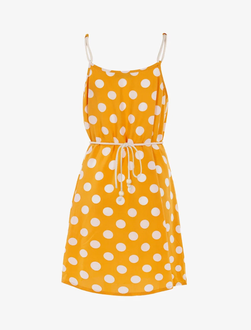 Trapezkleid mit Punkten - gelb