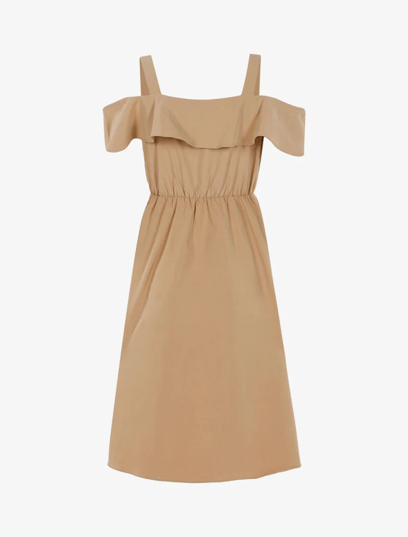 Schulterfreies Kleid - beige