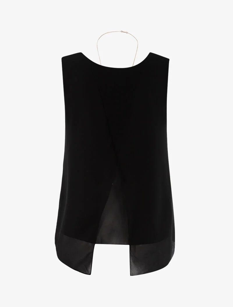 Asymmetrisches Oberteil aus Voile - schwarz