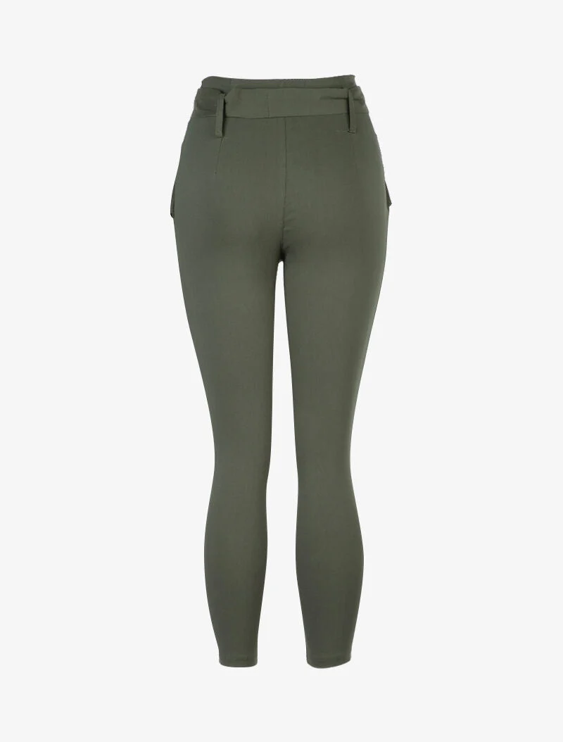 7/8-Hose mit Empire-Taille - Kaki