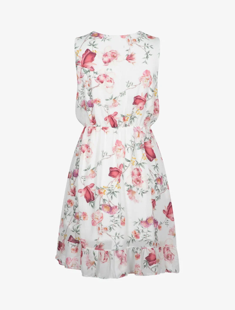 Wickelkleid mit Blumenmuster - Ecru