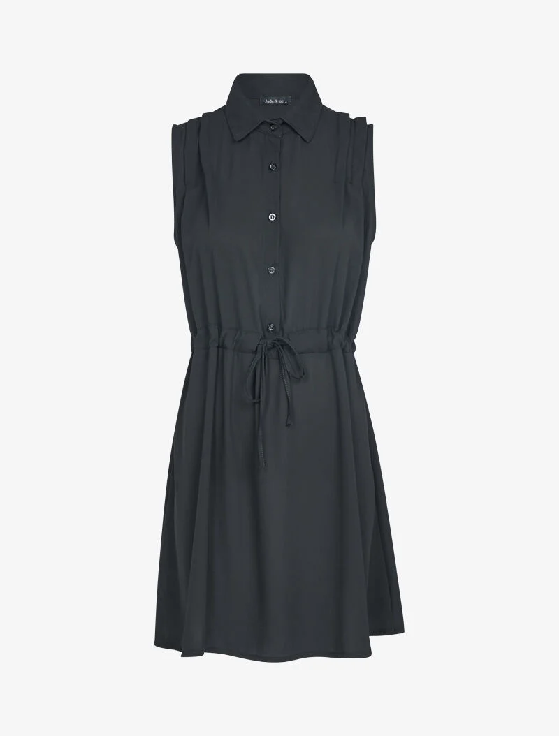 Ärmelloses Kleid aus transparentem Voile - schwarz