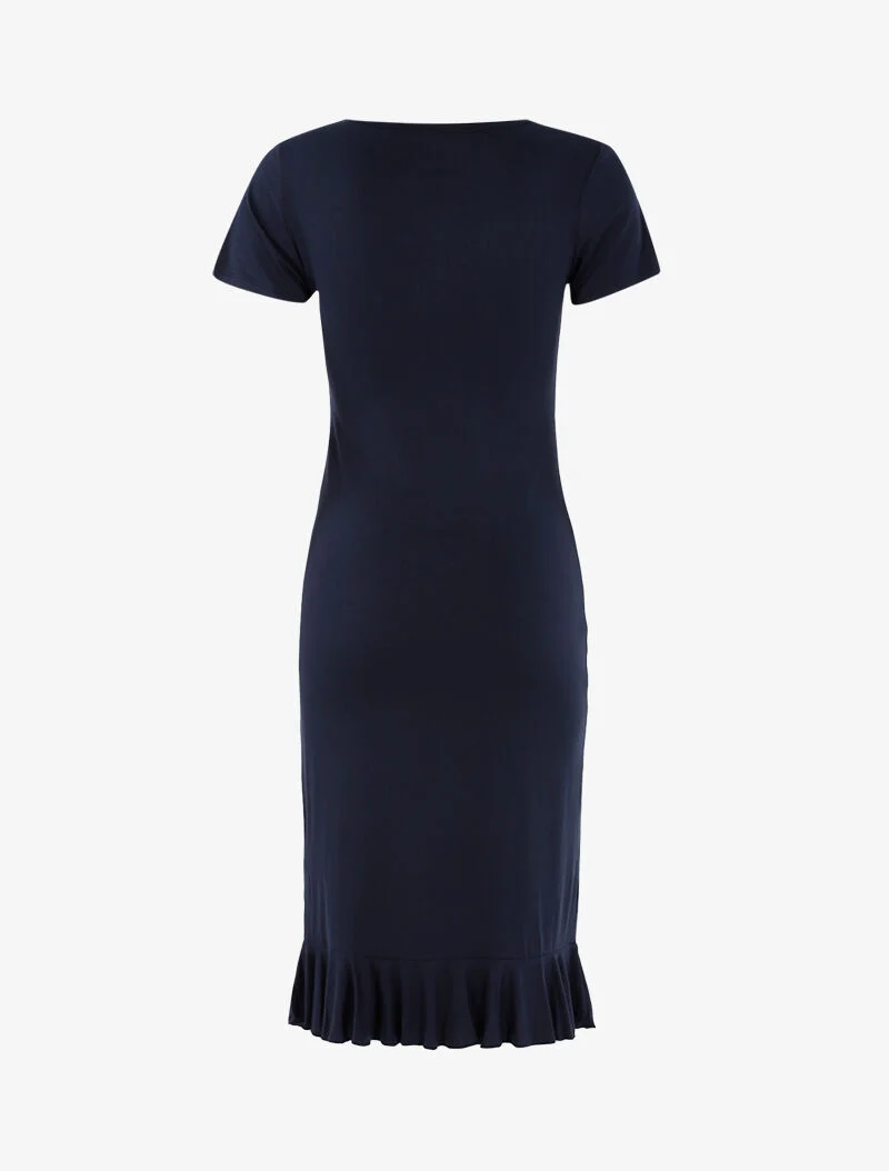 Knopfkleid mit Rüschenrand - Marine