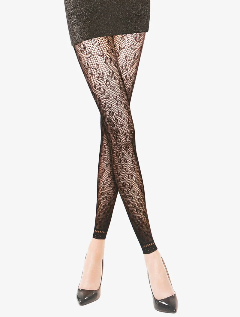 Fußlose Strumpfhosen mit Animal-Print. - schwarz