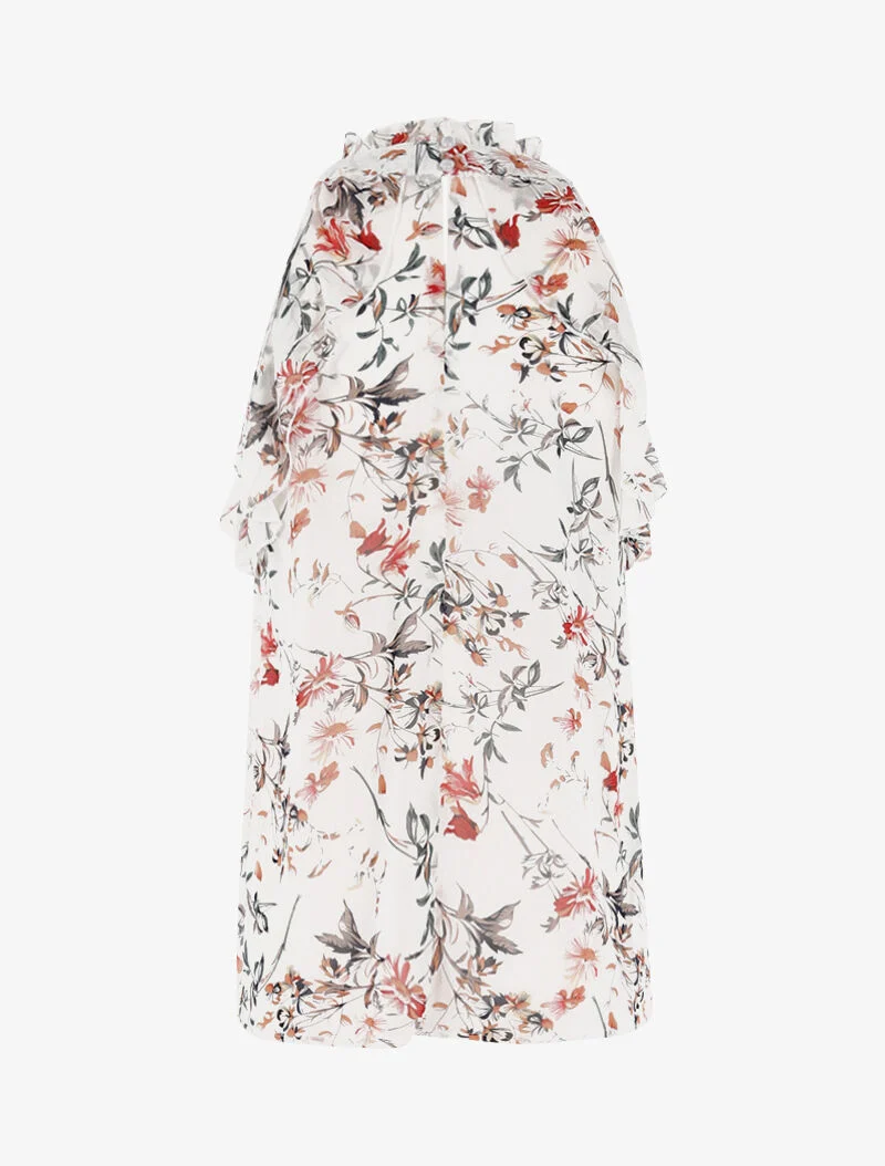 Top aus Voile mit Rüschen-Details - beige