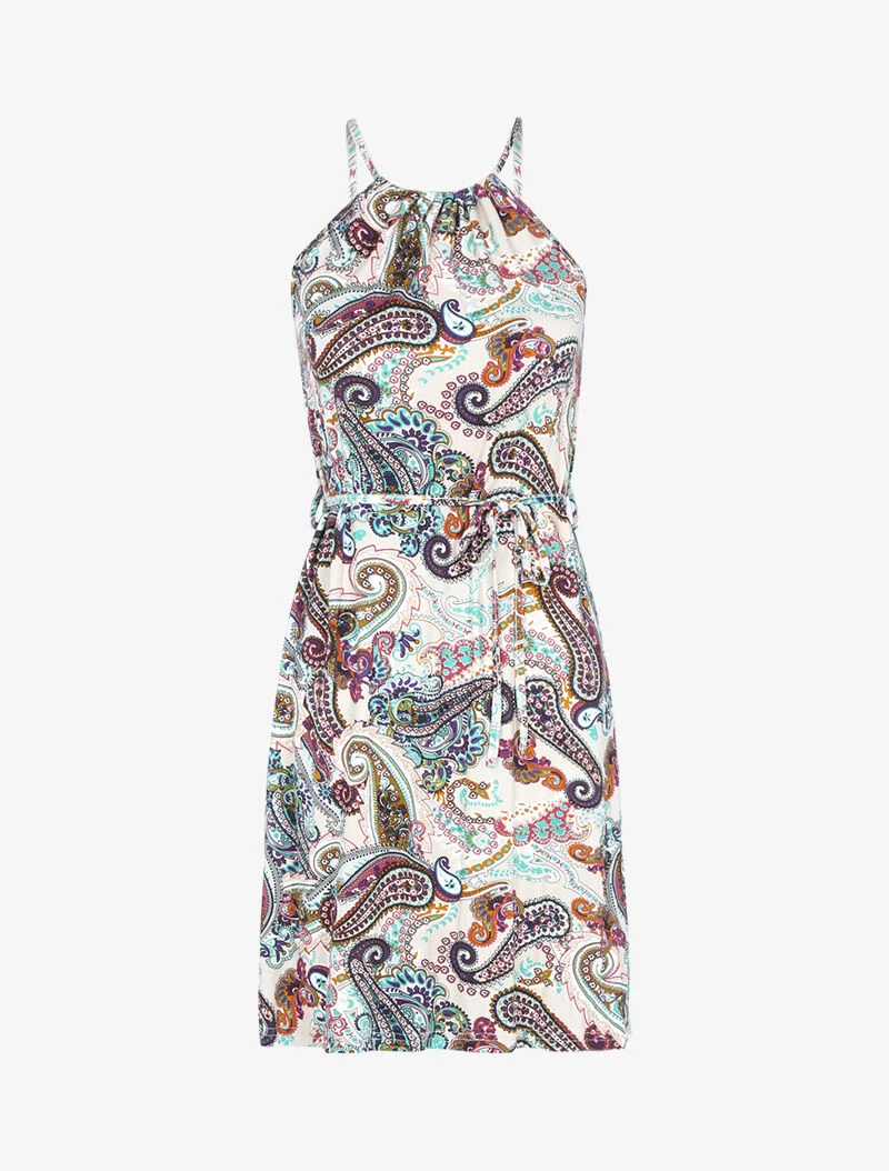 Fließendes Kleid mit Paisleymuster - beige