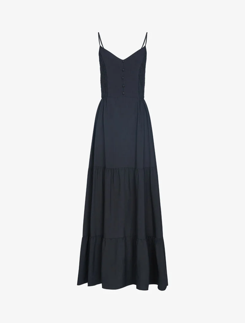 Einfarbiges langes Kleid - schwarz