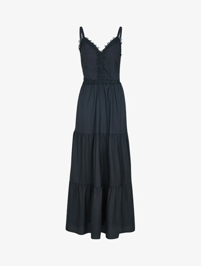 Kleid mit gehäkelten Brustdetails - schwarz