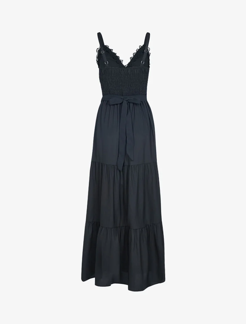 Kleid mit gehäkelten Brustdetails - schwarz