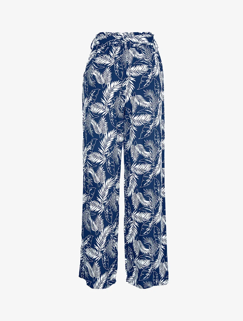 Hose mit Blätterdruck - Marine