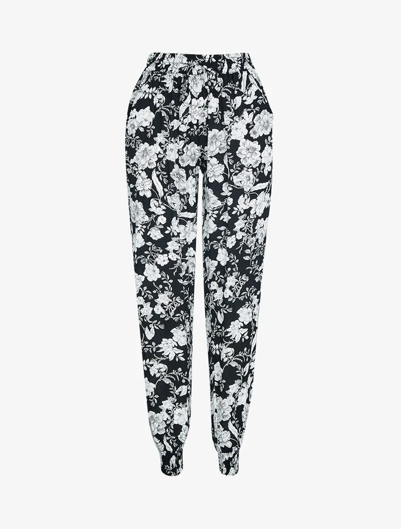 Haremhose mit Aufdrucken - schwarz