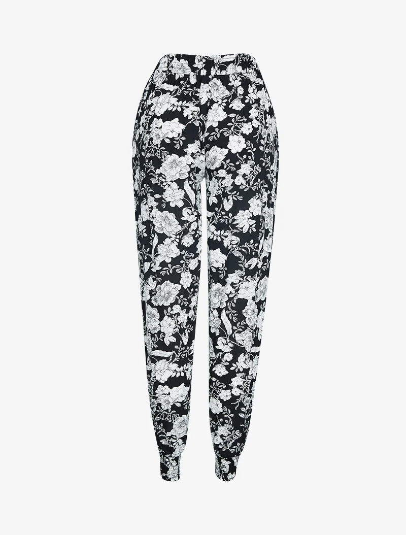 Haremhose mit Aufdrucken - schwarz